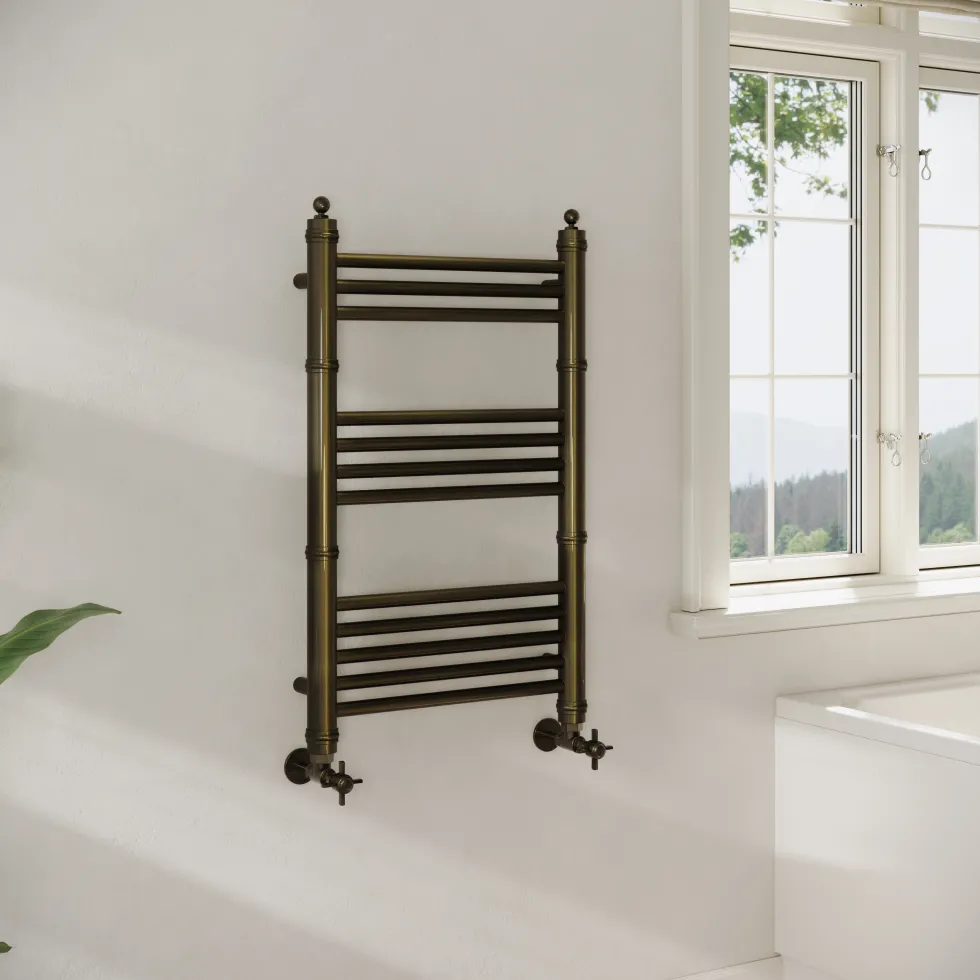 Toasty Vale Antique Brass Traditional Ladder Heated Towel Rail