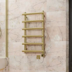 Toasty Yarrow Brushed Brass Electric Heated Towel Rail with Heating Element