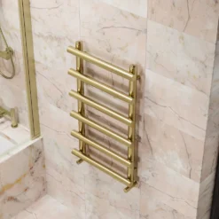 Toasty Yarrow Brushed Brass Electric Heated Towel Rail with Heating Element