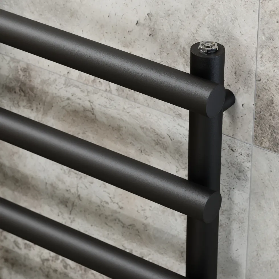 Toasty Yarrow Matt Black Heated Towel Rail