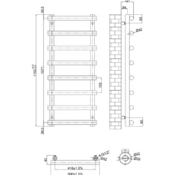 Toasty Yarrow Matt Black Heated Towel Rail