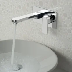 Vado Phase Wall Mounted 2 Hole Basin Mixer with Rectangular Backplate