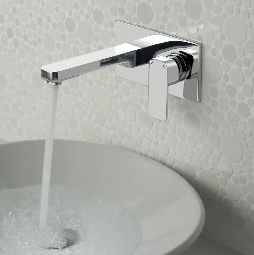 Vado Phase Wall Mounted 2 Hole Basin Mixer with Rectangular Backplate