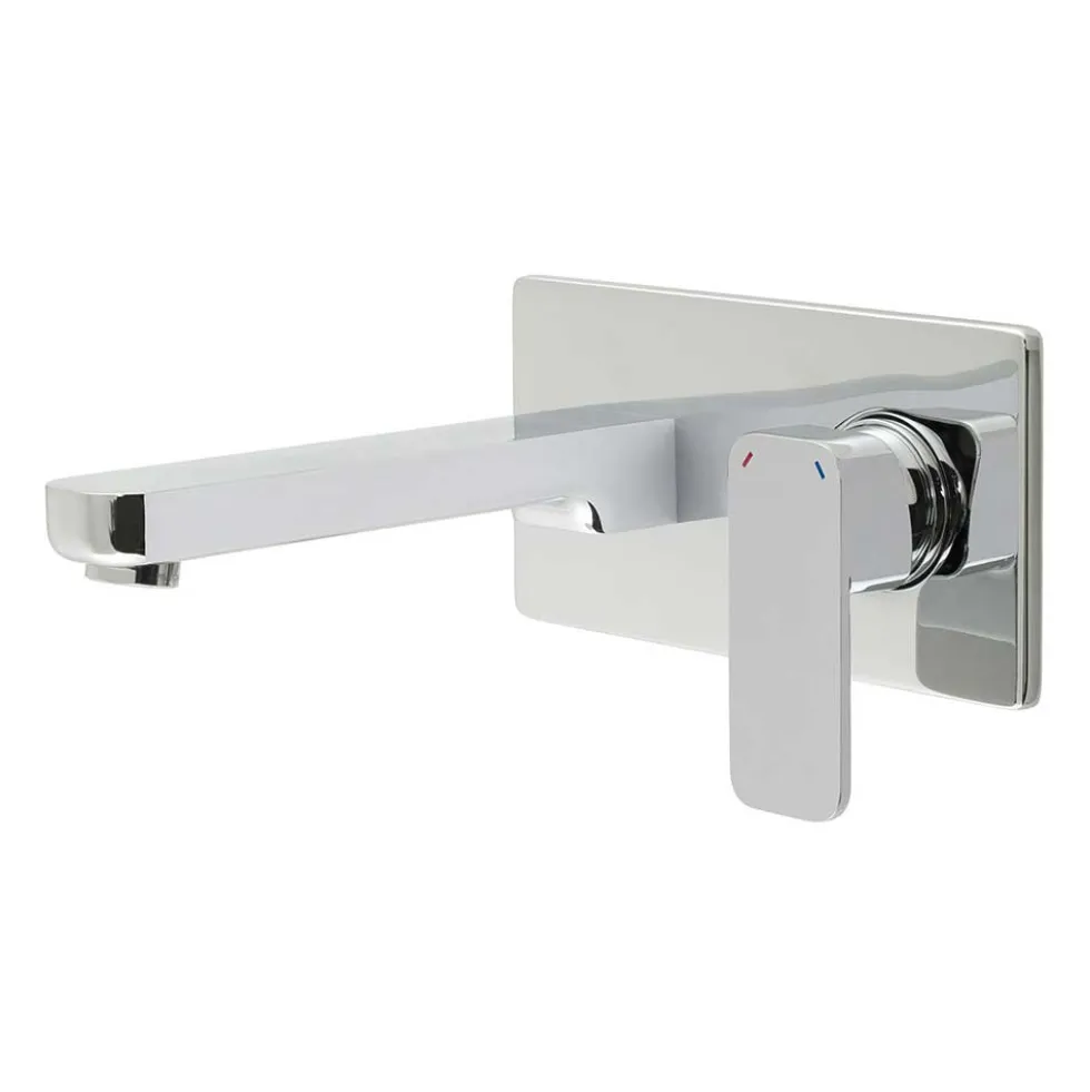 Vado Phase Wall Mounted 2 Hole Basin Mixer with Rectangular Backplate