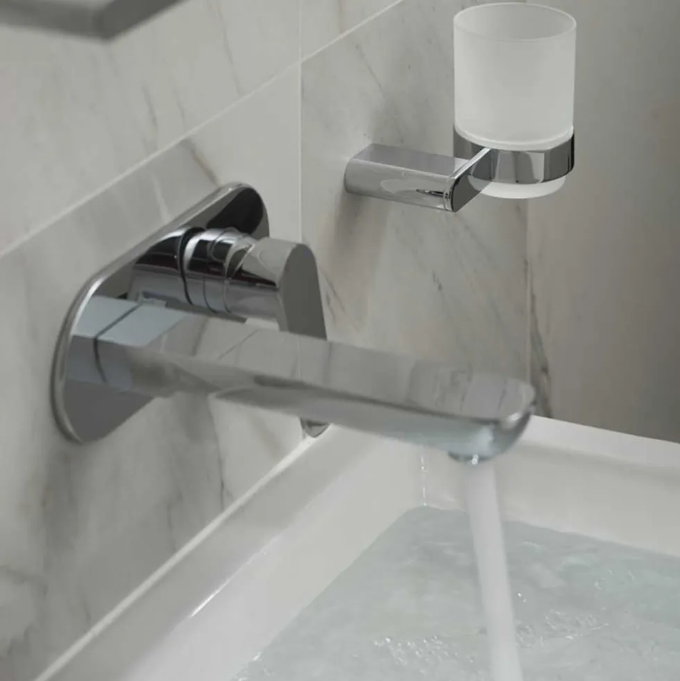 Vado Photon Wall Mounted 2 Hole Basin Mixer with Oval Backplate