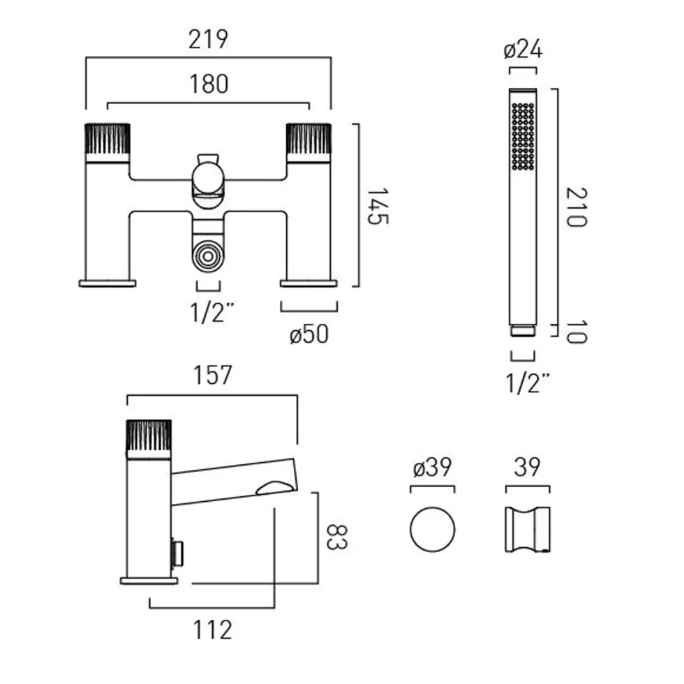 Vado Safari Exposed Leverless Deck Mounted Bath Shower Mixer Tap
