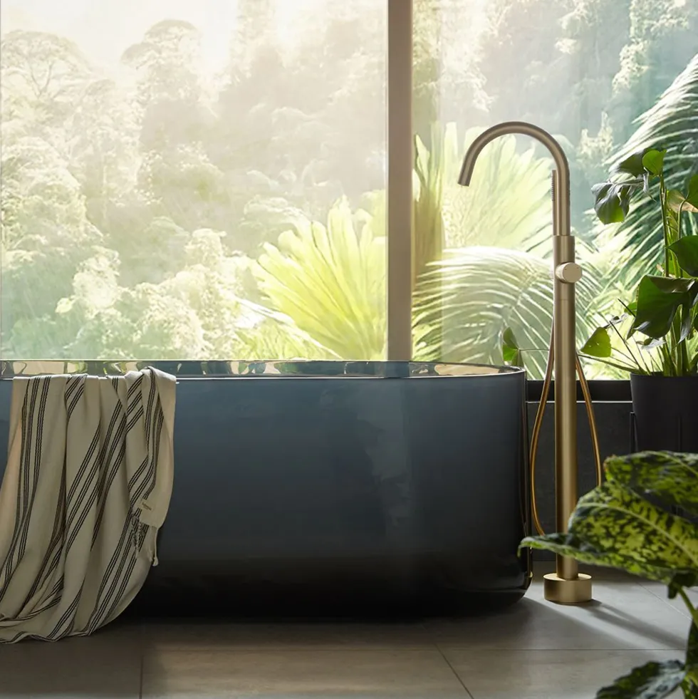 Vado Safari Leverless Deck Mounted Bath Shower Mixer Tap with Wall Mounted Shower Handset