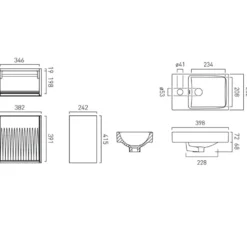 Vado Safari 400mm Fluted Cloakroom Wall Hung Vanity Unit & Basin