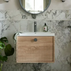 Vado Safari 600mm Fluted Wall Hung Vanity Unit & Basin