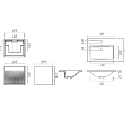 Vado Safari 500mm Fluted Wall Hung Vanity Unit & Basin