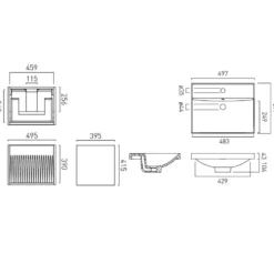 Vado Safari 500mm Fluted Wall Hung Vanity Unit & Basin