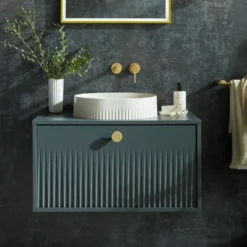 Vado Safari 800mm Fluted Wall Hung Vanity Unit & Worktop