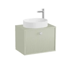 Vado Safari 600mm Fluted Wall Hung Vanity Unit & Worktop