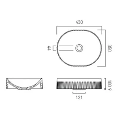 Vado Safari Oval Fluted Countertop Basin