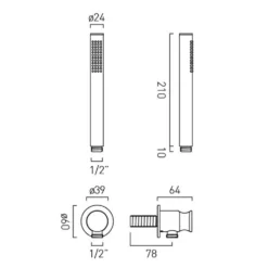 Vado Safari Shower Handset with Integrated Outlet, Holder & 1500mm Hose