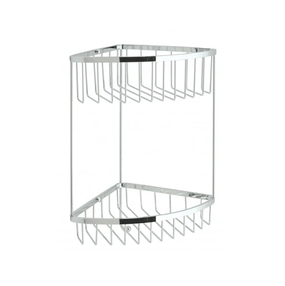 Vado Wall Mounted Large Double Triangular Corner Basket with Integral Hook
