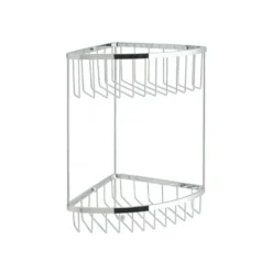 Vado Wall Mounted Large Double Triangular Corner Basket with Integral Hook