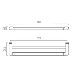 Vado Zoo 600mm Double Towel Rail