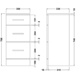 Vellamo Alpine 3 Drawers Storage Unit