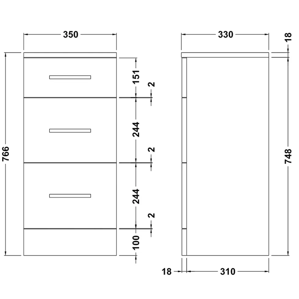 Vellamo Alpine 3 Drawers Storage Unit