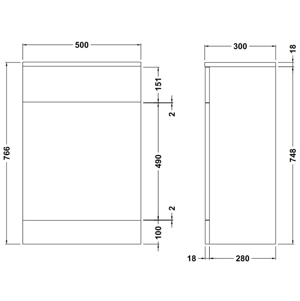 Vellamo Alpine 500mm Back to Wall WC Toilet Unit