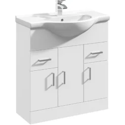 Vellamo Alpine 1250mm 3 Door Furniture Suite with Back to Wall Toilet & Concealed Cistern - Gloss White