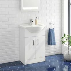 Vellamo Alpine 550mm Floorstanding Vanity Unit & Basin - Gloss White