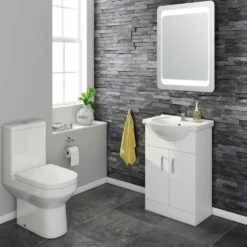 Vellamo Alpine 550mm Floorstanding Vanity Unit & Basin - Gloss White