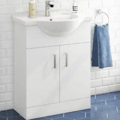 Vellamo Alpine 650mm Floorstanding Vanity Unit & Basin - Gloss White