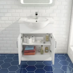 Vellamo Alpine 650mm Floorstanding Vanity Unit & Basin - Gloss White