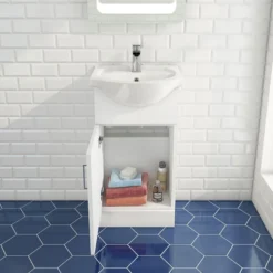 Vellamo Alpine 450mm Floorstanding Vanity Unit & Basin - Gloss White