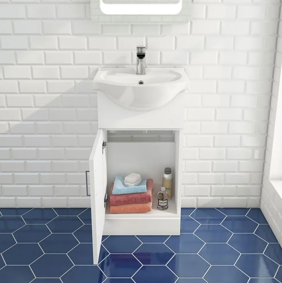 Vellamo Alpine 450mm Floorstanding Vanity Unit & Basin - Gloss White