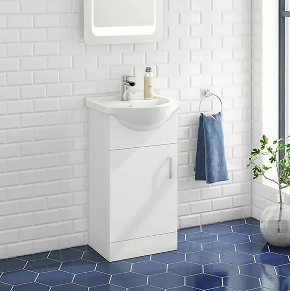 Vellamo Alpine 450mm Floorstanding Vanity Unit & Basin - Gloss White