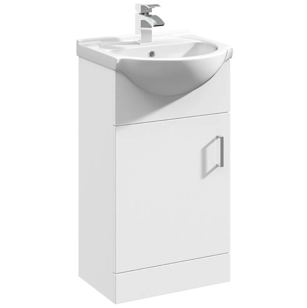 Vellamo Alpine 450mm Floorstanding Vanity Unit & Basin - Gloss White