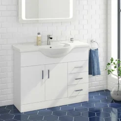 Vellamo Alpine 1060mm Floorstanding Vanity Unit & Basin - Gloss White