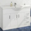 Vellamo Alpine 1200mm White Gloss Floor Standing Vanity Unit & Basin