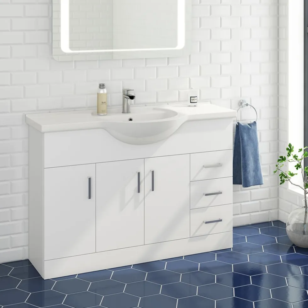 Vellamo Alpine 1200mm White Gloss Floor Standing Vanity Unit & Basin