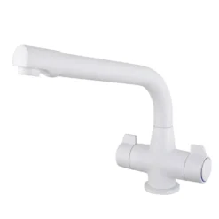 Vellamo Aspen Twin Lever Mono Kitchen Mixer Tap - Pearl White