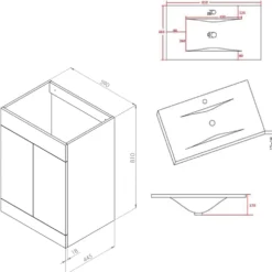 Vellamo Aspire 600mm Floorstanding 2 Door Vanity Unit & Thin Ceramic Basin