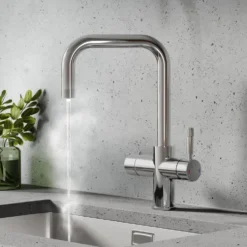 Vellamo Aura 4-in-1 Instant Boiling Water Tap with Knurled Handles & Spout, Boiler, Chiller & Filter