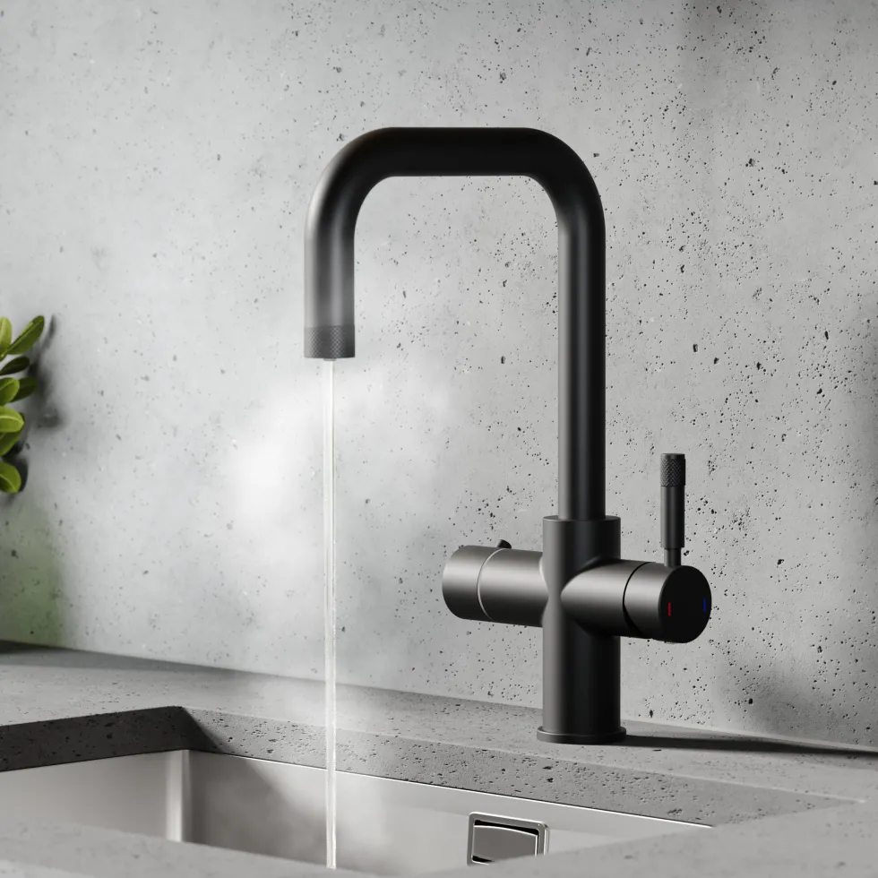 Vellamo Aura 4-in-1 Instant Boiling Water Tap with Knurled Handles & Spout, Boiler, Chiller & Filter