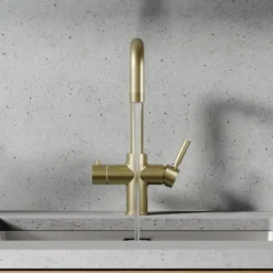 Vellamo Aura 4-in-1 Instant Boiling Water Tap with Knurled Handles & Spout, Boiler, Chiller & Filter