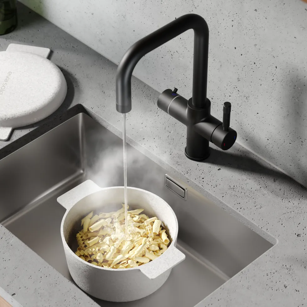 Vellamo Aura 4-in-1 Instant Boiling Water Tap with Knurled Handles & Spout, Boiler & Filter
