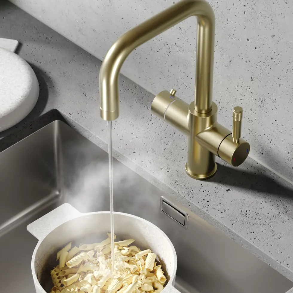 Vellamo Aura 4-in-1 Instant Boiling Water Tap with Knurled Handles & Spout, Boiler & Filter