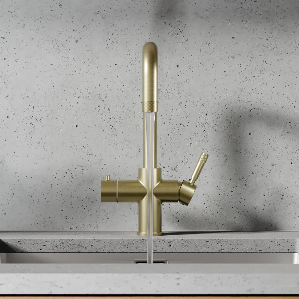 Vellamo Aura 4-in-1 Instant Boiling Water Tap with Knurled Handles & Spout, Boiler & Filter