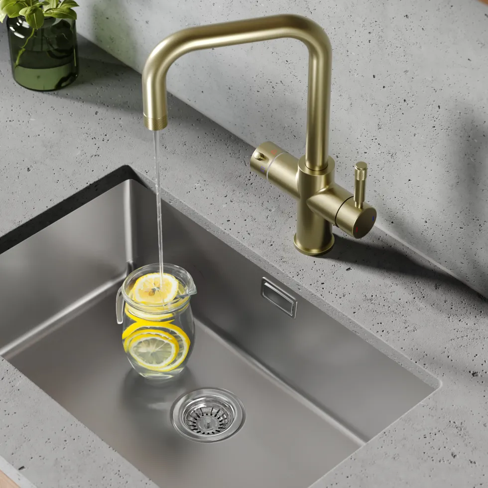 Vellamo Aura 4-in-1 Instant Boiling Water Tap with Knurled Handles & Spout, Boiler & Filter
