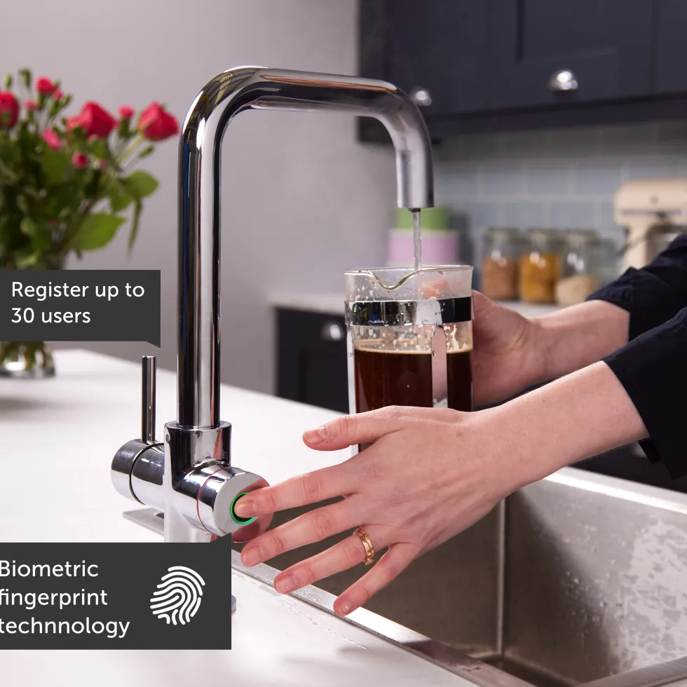 Vellamo Biometric 4-in-1 Fingerprint Instant Boiling Water Tap with WRAS-Approved Boiler & Filter