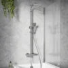 Vellamo Blox Exposed 3 Outlet Rigid Riser Thermostatic Shower Set with Integrated Bath Spout