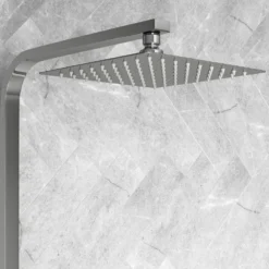 Vellamo Blox Exposed 3 Outlet Rigid Riser Thermostatic Shower Set with Integrated Bath Spout