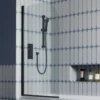 Vellamo City 6mm Matt Black Curved Corner Hinged Bath Screen - 1430 x 770mm